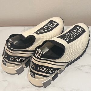 Dolce & Gabbana Black and Cream Knit Sneakers